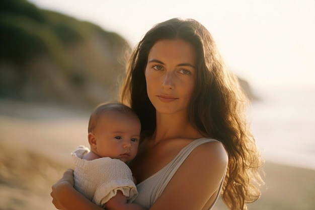 Photo gratuite coup moyen mère tenant un bébé mignon