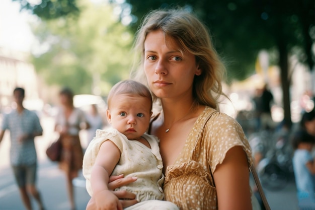 Photo gratuite coup moyen mère tenant un bébé mignon