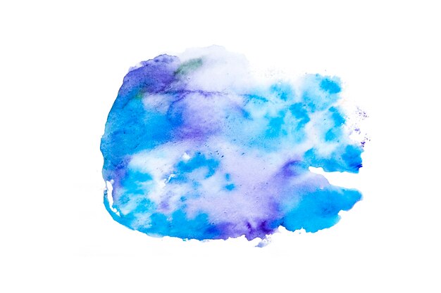 Coup de pinceau aquarelle bleu et violet sur papier blanc