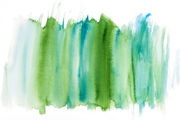 Coup de pinceau aquarelle vert et turquoise