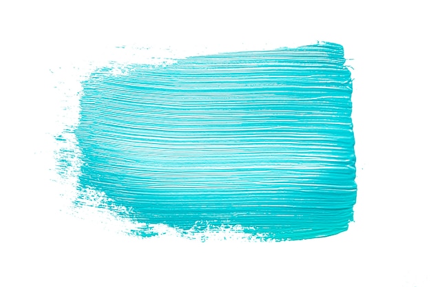 Coup de pinceau de couleur bleue sur blanc