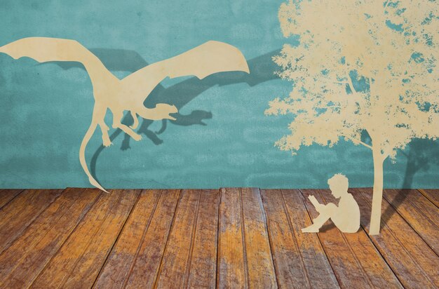 coupe de papier d&#39;enfants lire un livre