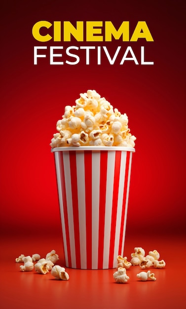 Photo gratuite coupe de pop-corn du festival du cinéma 3d