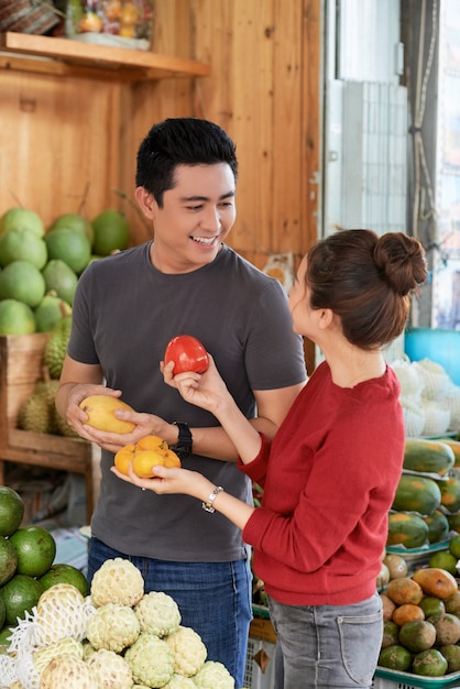 Couple, achats, marché