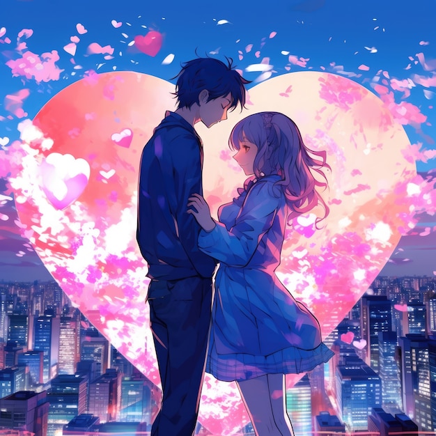 Photo gratuite un couple d'anime qui est amoureux