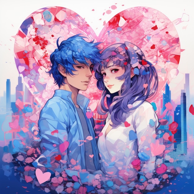 Photo gratuite un couple d'anime qui est amoureux