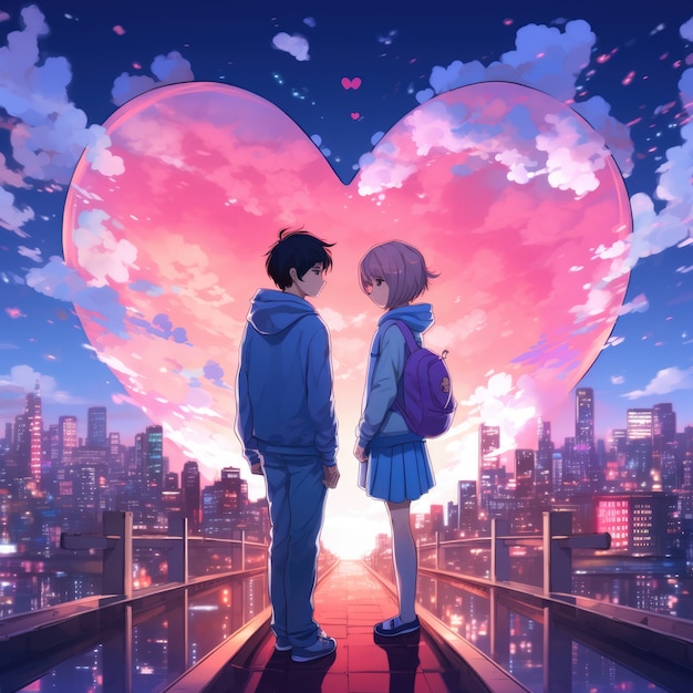 Photo gratuite un couple d'anime qui est amoureux