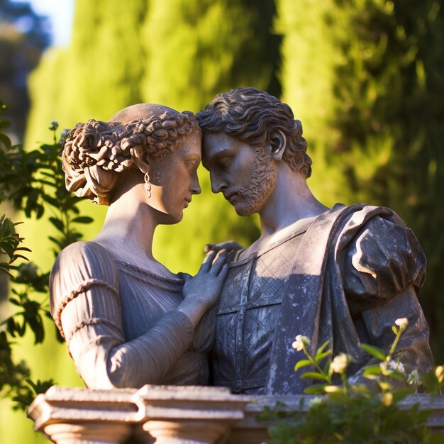 Couple buste grec dans la nature