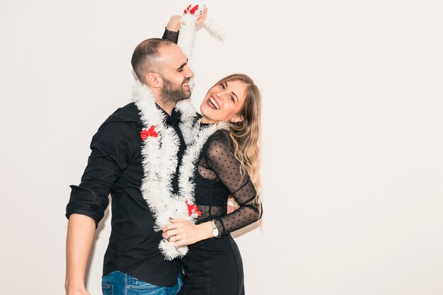 Couple, clinquant, danse, fête