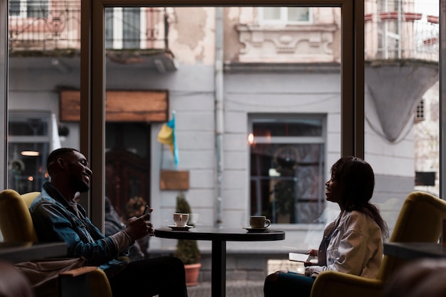 Couple, date, côté, vue