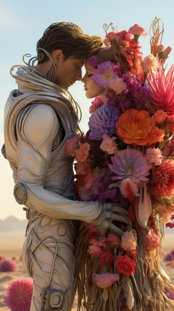 Photo gratuit un couple de fantaisie qui se marie.