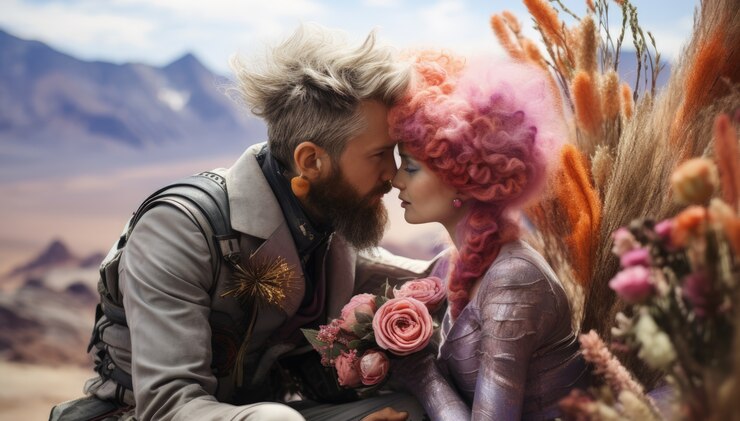 Photo gratuit un couple de fées fantastiques qui se marient .