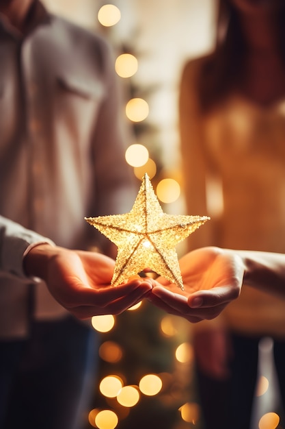 Photo gratuite un couple fête noël ensemble.