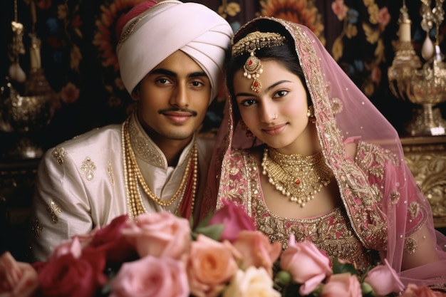 Photo gratuite un couple indien affectueux célèbre le jour de la demande en mariage.