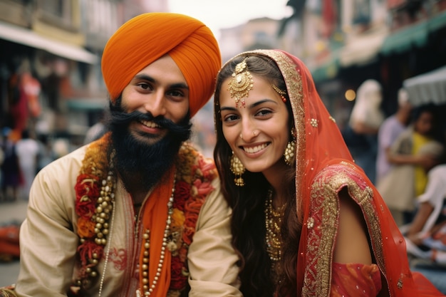 Photo gratuite un couple indien affectueux célèbre le jour de la demande en mariage.