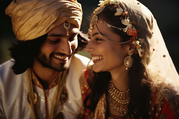 Photo gratuite un couple indien affectueux célèbre le jour de la demande en mariage.