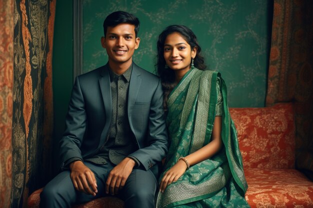 Un couple indien célèbre le jour de la demande en étant romantique l'un avec l'autre