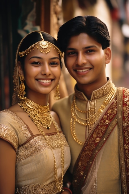 Un couple indien célèbre le jour de la demande en étant romantique l'un avec l'autre