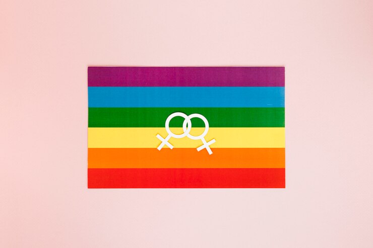 Photo gratuit couple de lesbiennes icône drapeau arc-en-ciel