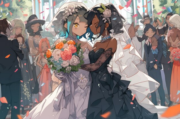 Un couple de lesbiennes se marient .