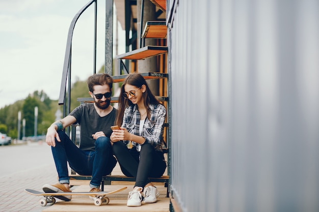 Couple avec patin