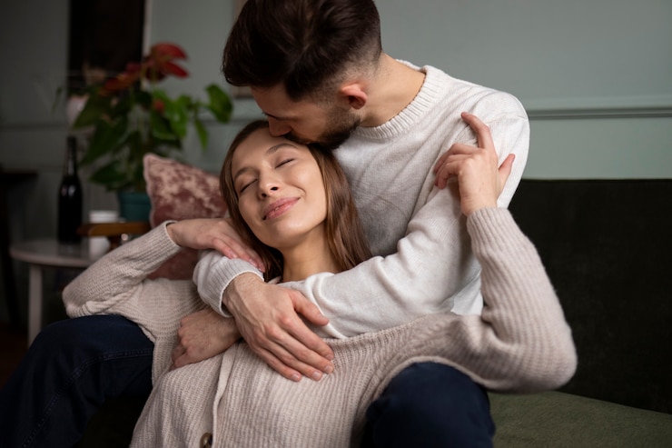 Photo gratuit couple profitant de leurs moments d'intimité