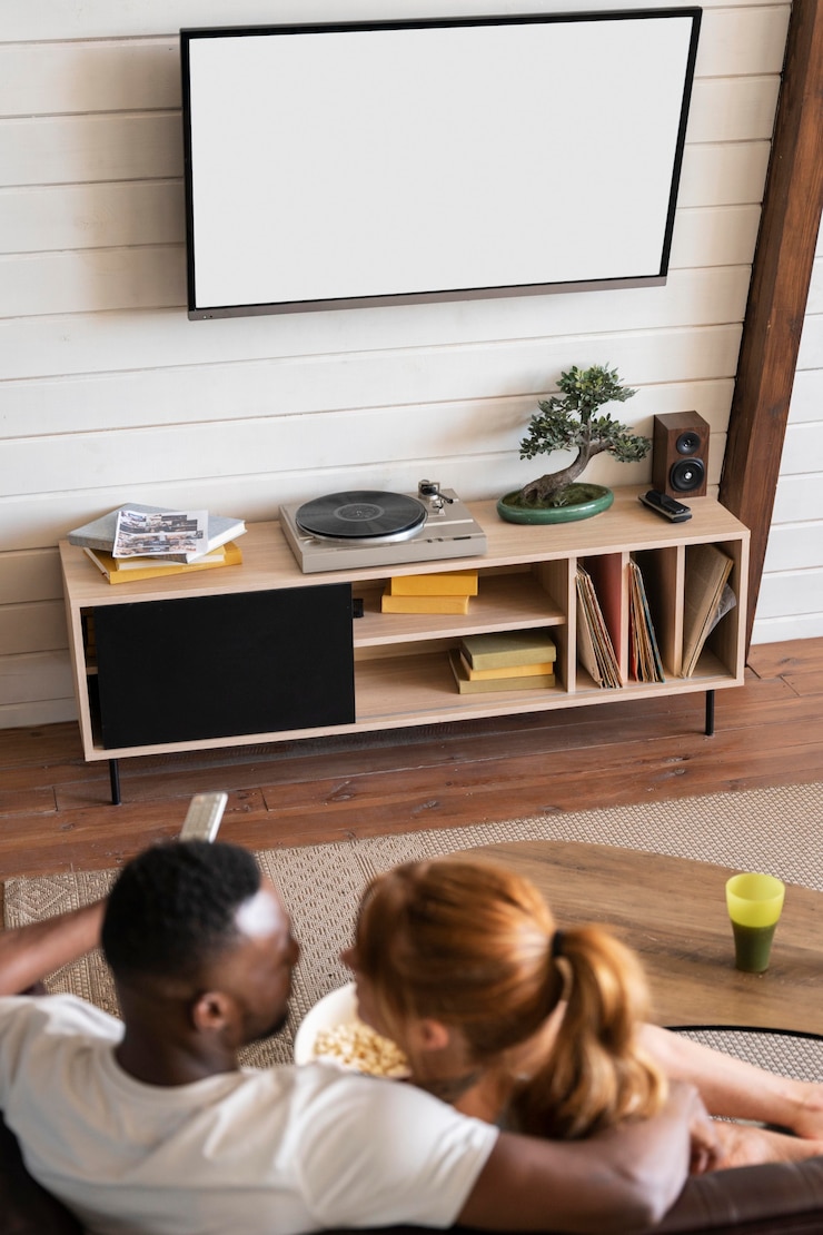 Photo gratuit couple regardant netflix ensemble