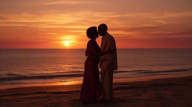 Photo gratuite couple romantique plein plan en plein air