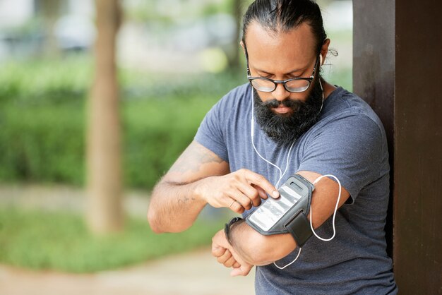 Coureur, allumer, smartphone