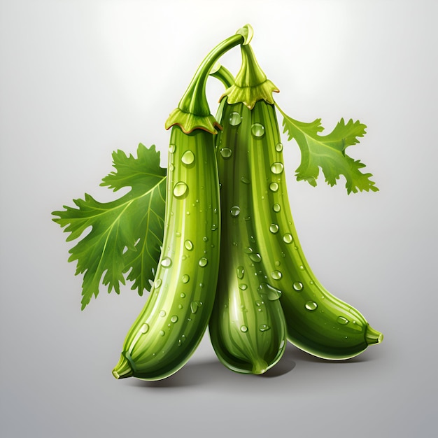 Photo gratuite des courgettes vertes fraîches avec des gouttes d'eau sur un fond gris