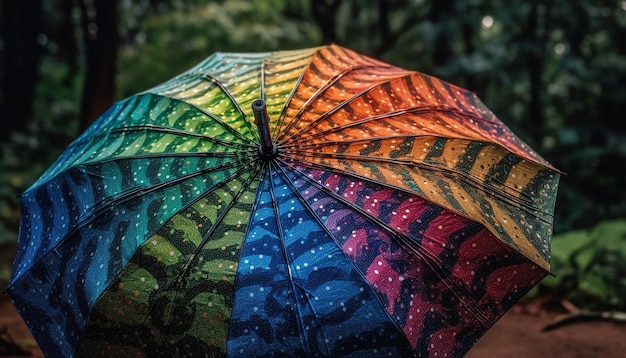 Photo gratuite couvertures de parapluie multicolores marchant sous la pluie ai générative