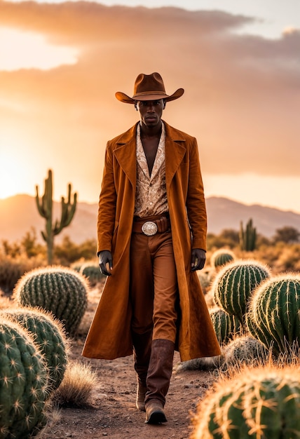 Photo gratuite cow-boy dans un environnement photoréaliste