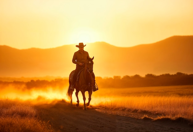 Photo gratuite cow-boy dans un environnement photoréaliste