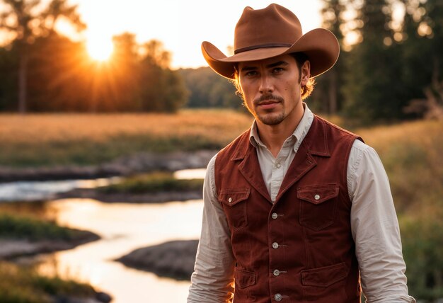 Cow-boy dans un environnement photoréaliste