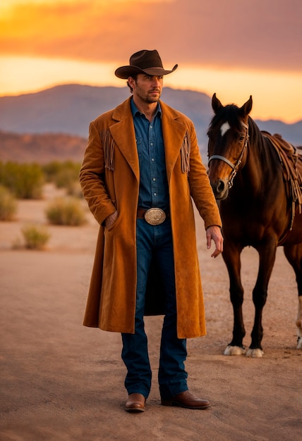 Cow-boy dans un environnement photoréaliste