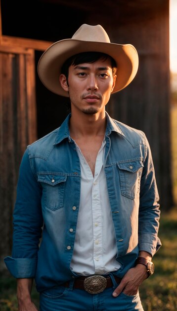 Cow-boy dans un environnement photoréaliste