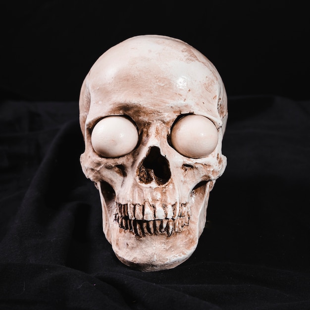Photo gratuite crâne effrayant avec des globes oculaires blancs