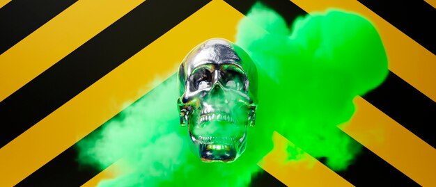 Crâne avec de la fumée colorée en studio