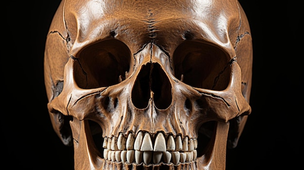 Crâne humain sur fond noir
