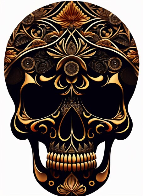 Un crâne avec un motif floral dessus