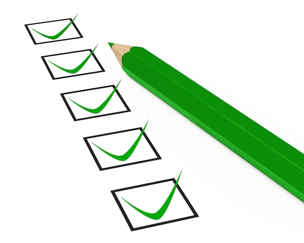 crayon vert avec une liste positive