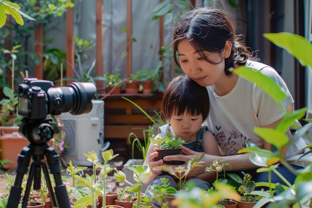 Photo gratuite créateur de contenu parental