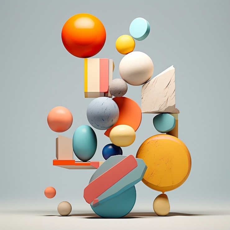 Photo gratuit création abstraite réalisée à partir de formes géométriques 3d