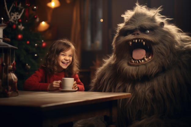 Photo gratuite une créature capricieuse illustrant le grinch.