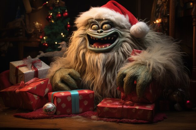 Photo gratuite une créature capricieuse illustrant le grinch.