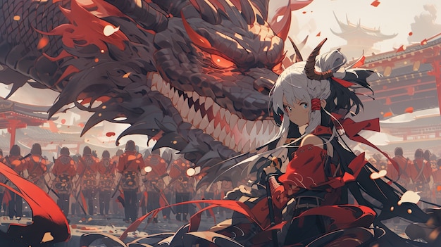 Photo gratuite une créature mythique de dragon de style anime