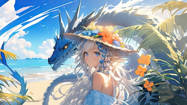 Photo gratuite une créature mythique de dragon de style anime