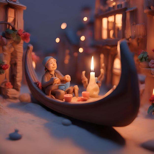 Photo gratuite crèche de noël avec petit garçon et fille dans une gondole