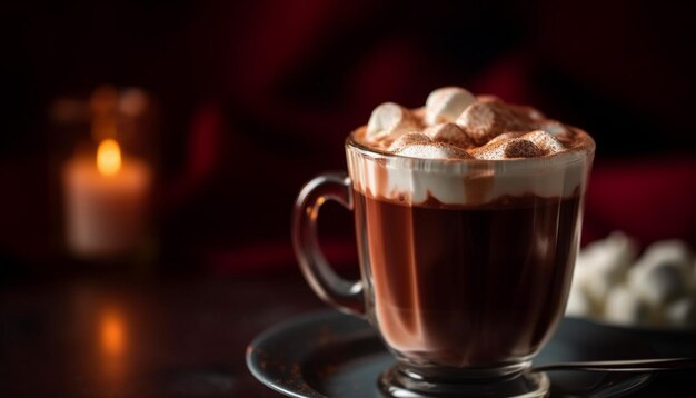 Photo gratuite crème fouettée et chocolat sur latte chaud généré par l'ia