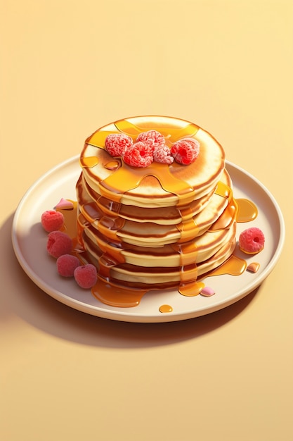 Des crêpes 3D délicieuses, nature morte.